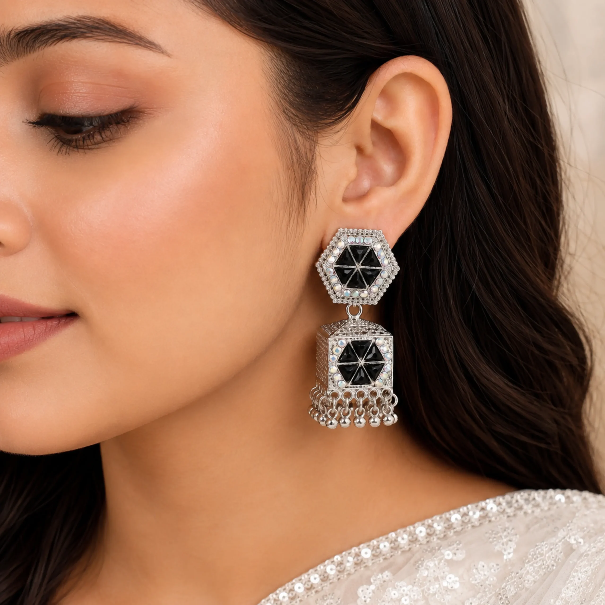 Designer Cube Stone Drop Earring