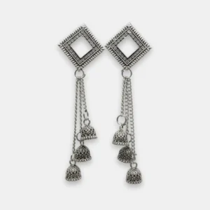 Silver Jhumka Chain Earring