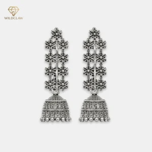 Oxidized Flower Jhumka Earring