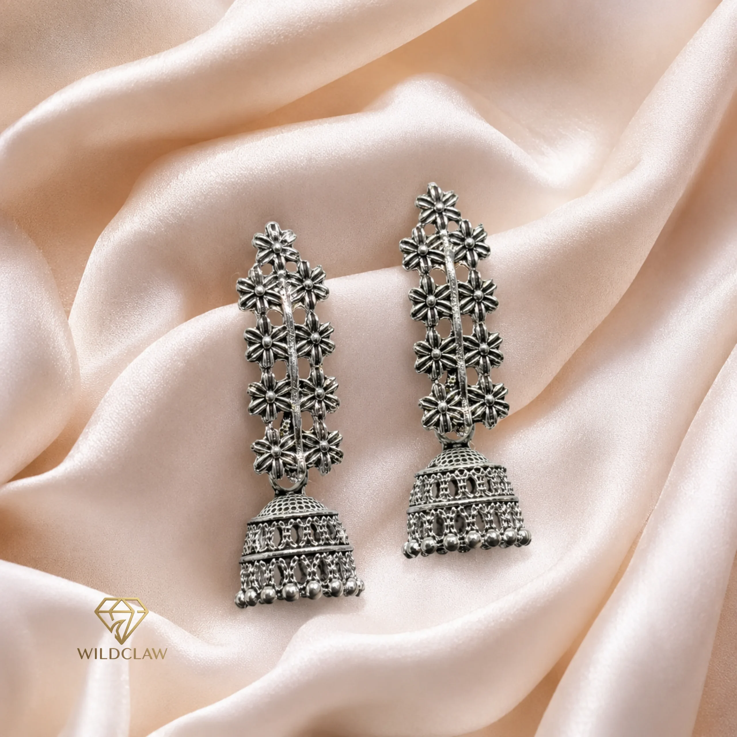 Oxidized Flower Jhumka