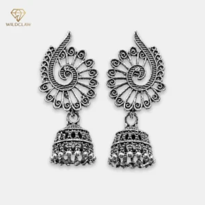 Oxidized Peacock Drop Jhumka Earring