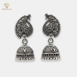 Oxidized Peacock Jhumka Earring
