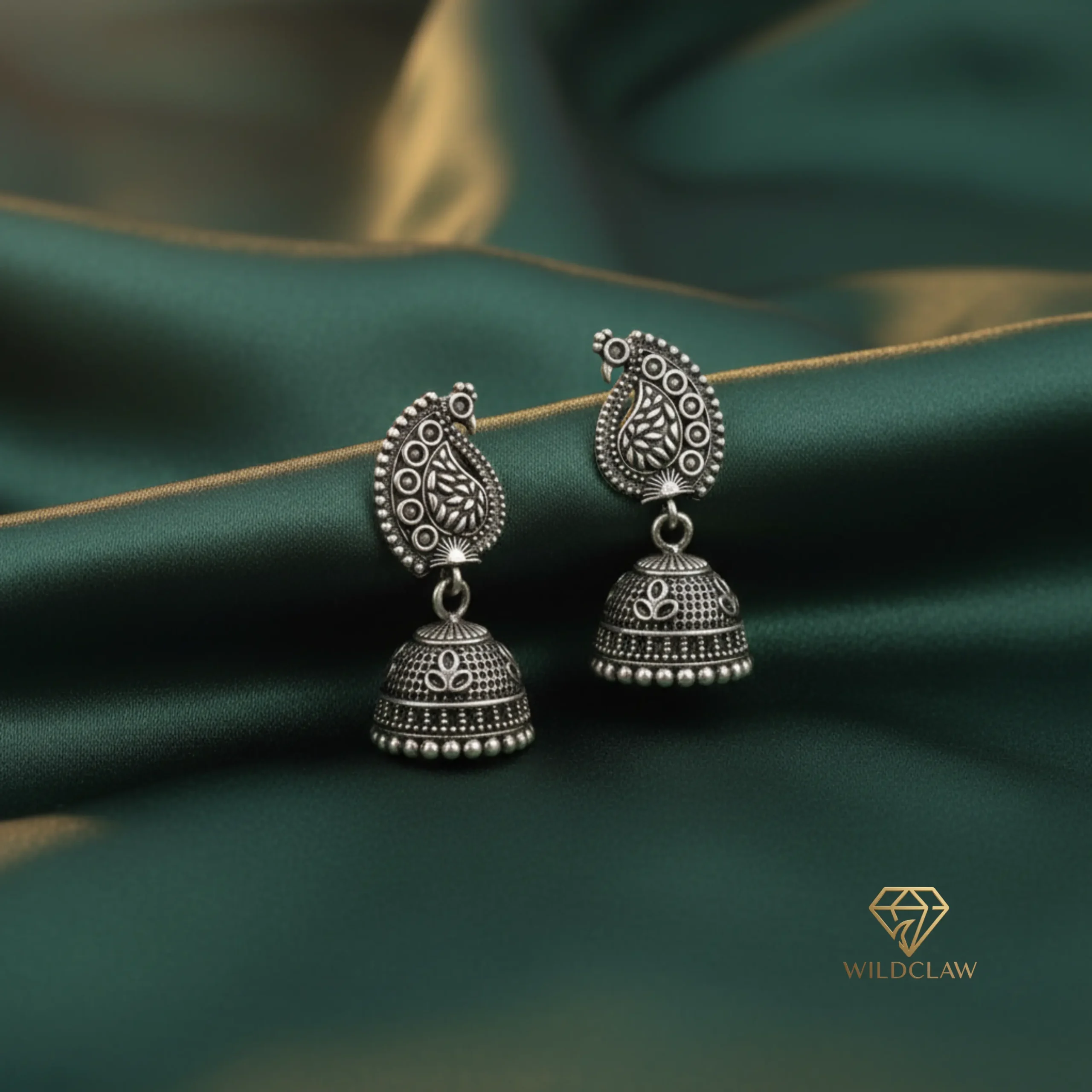 Oxidized Peacock Jhumka