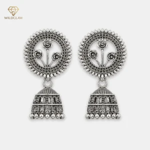 Oxidized Rose Jhumka Earring