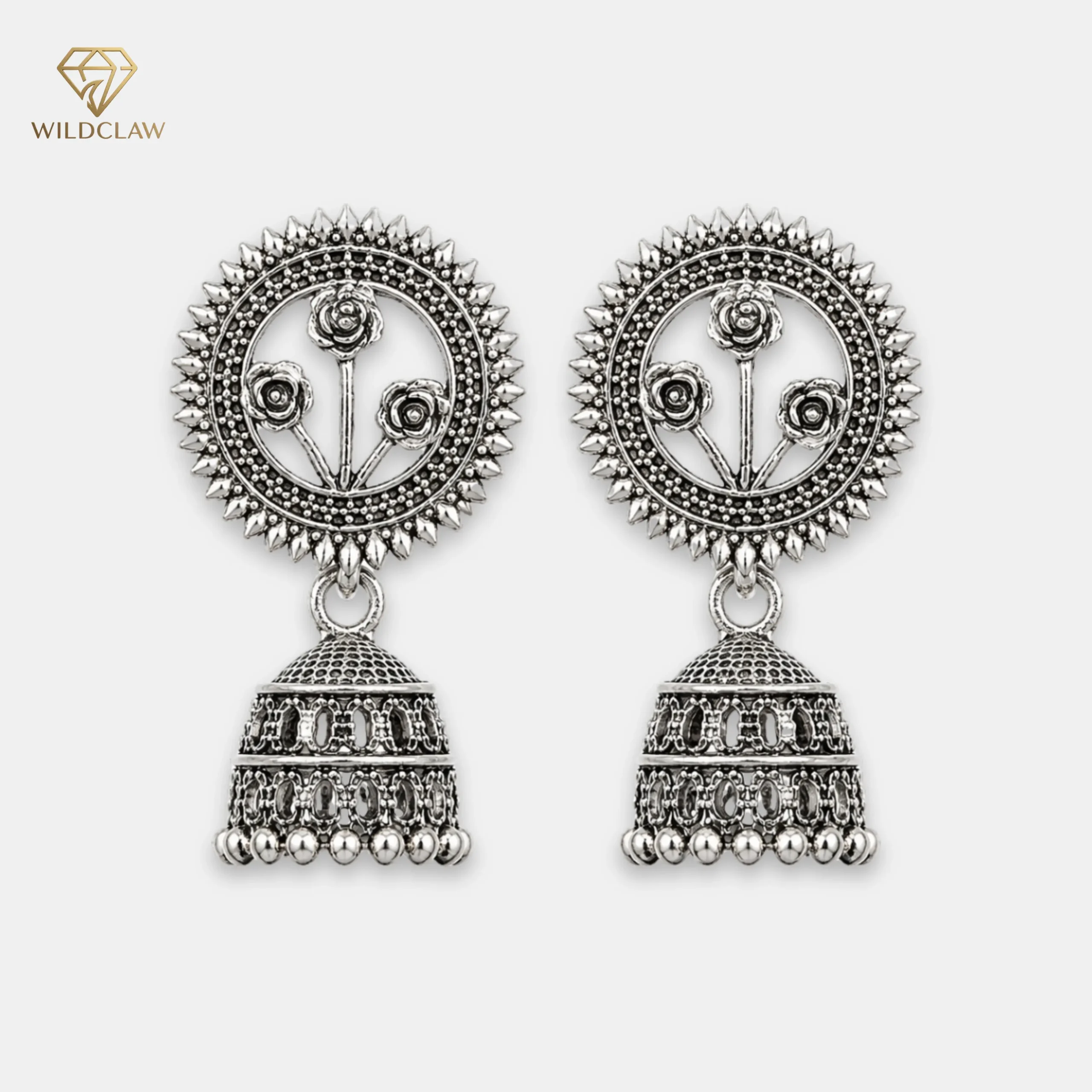Oxidized Rose Jhumka Earring