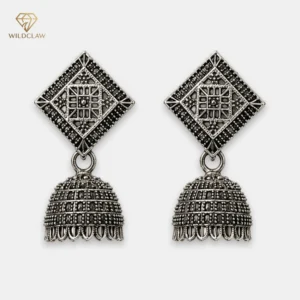 Oxidized Square Drop Jhumka