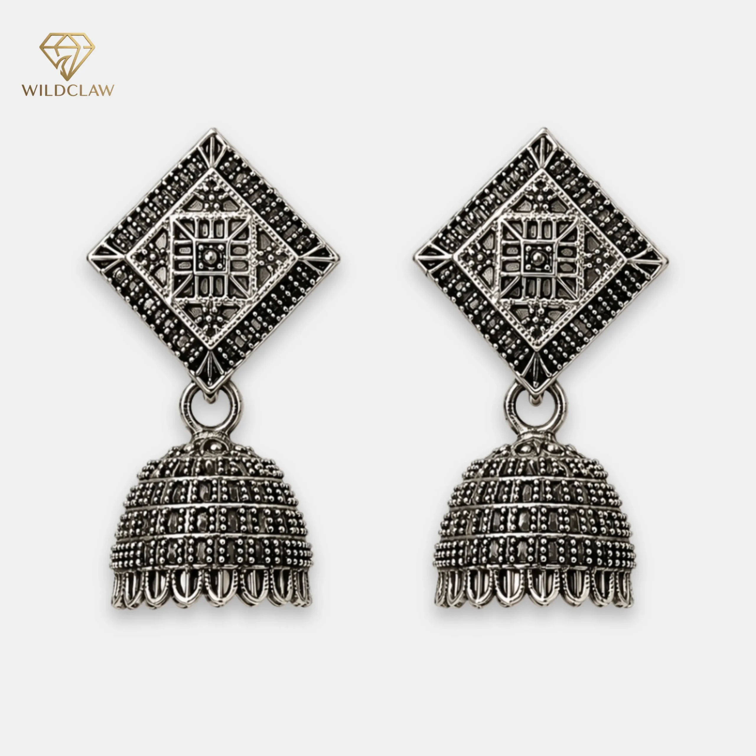Oxidized Square Drop Jhumka